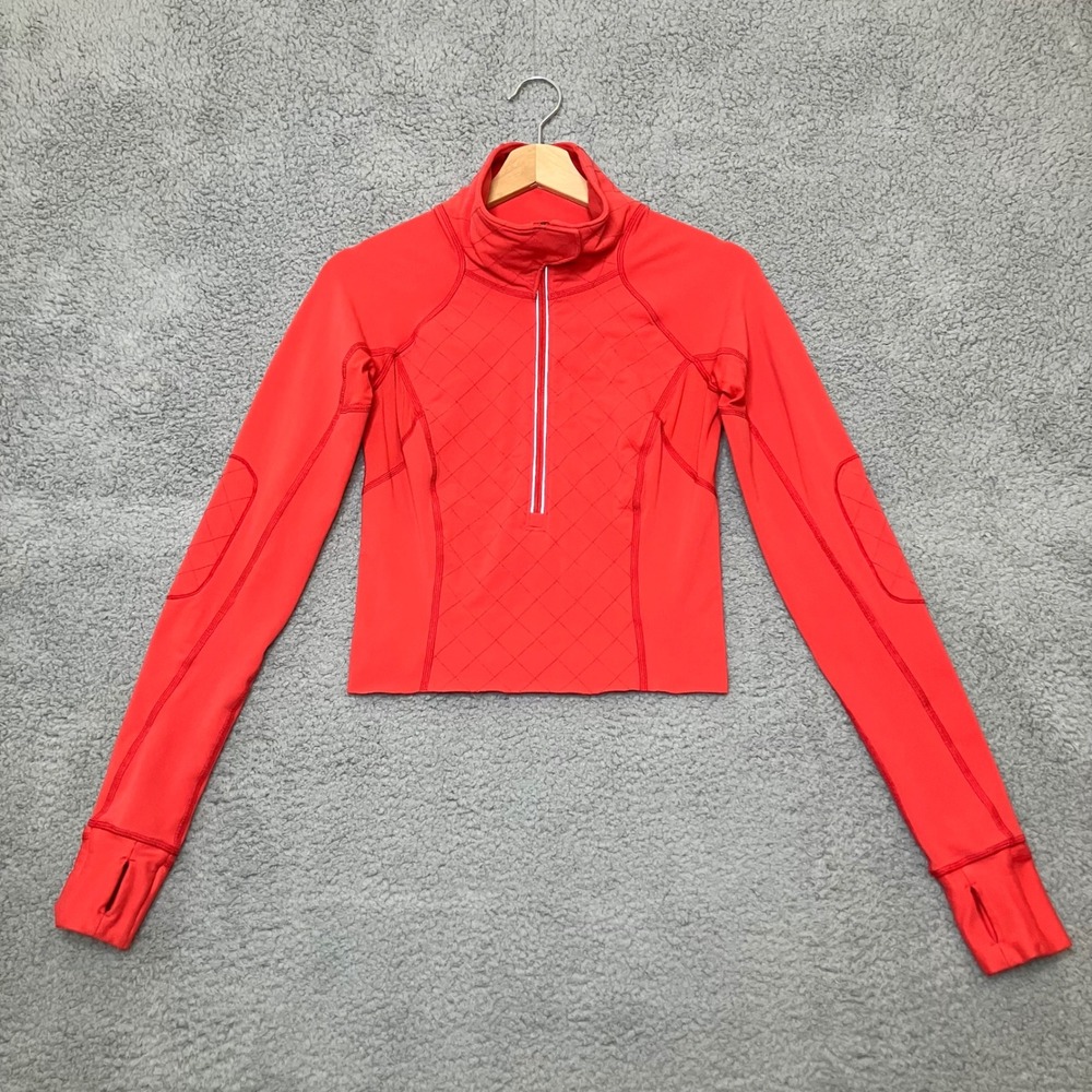 Lululemon Pullover Mock Neck Thumbhole Running Crop Top Women XS Coral Ombre Gym